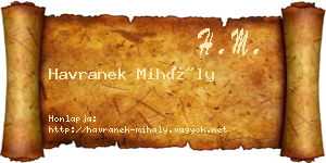 Havranek Mihály névjegykártya